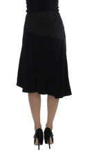Black Blue Cotton Stretch Straight Skirt Exte