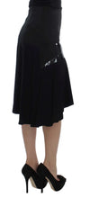 Black Blue Cotton Stretch Straight Skirt Exte