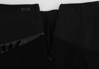 Black Blue Cotton Stretch Straight Skirt Exte