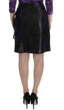 Black Wool Silk Above Knee Straight Skirt Exte