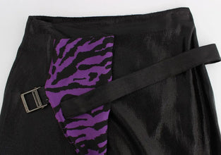 Black Wool Silk Above Knee Straight Skirt Exte