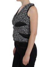 Gray Black Silk Blouse Top Karl Lagerfeld