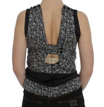 Gray Black Silk Blouse Top Karl Lagerfeld