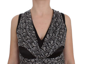 Gray Black Silk Blouse Top Karl Lagerfeld