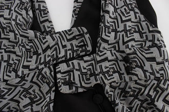 Gray Black Silk Blouse Top Karl Lagerfeld