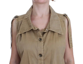 Beige Cotton Sleeveless Shirt PLEIN SUD