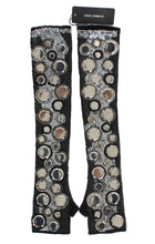 Black Cashmere Sequined Finger Less Gloves Dolce & Gabbana