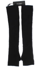 Black Cashmere Sequined Finger Less Gloves Dolce & Gabbana