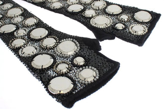 Black Cashmere Sequined Finger Less Gloves Dolce & Gabbana