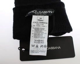 Black Cashmere Sequined Finger Less Gloves Dolce & Gabbana