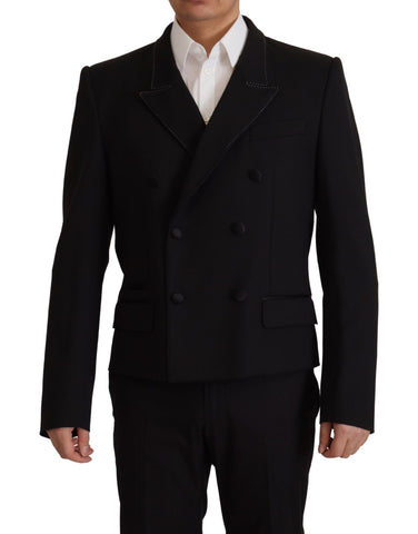 Black Double Breasted Coat Blazer Jacket Dolce & Gabbana