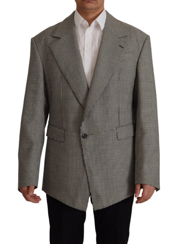 Gray Checkered Single Breasted Jacket Blazer Dolce & Gabbana