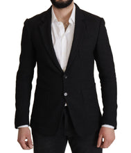 Black Single Breasted Coat Men Blazer Dolce & Gabbana