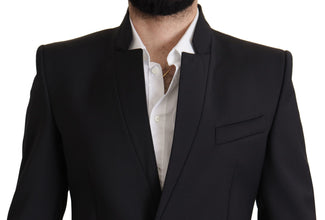 Black Wool Single Breasted Coat Men Blazer Dolce & Gabbana