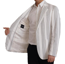 White Stripes Cotton Single Breasted Blazer Dolce & Gabbana