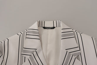 White Stripes Cotton Single Breasted Blazer Dolce & Gabbana