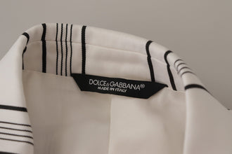 White Stripes Cotton Single Breasted Blazer Dolce & Gabbana