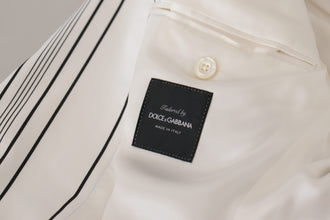 White Stripes Cotton Single Breasted Blazer Dolce & Gabbana