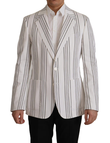 White Stripes Cotton Single Breasted Blazer Dolce & Gabbana