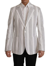 White Stripes Cotton Single Breasted Blazer Dolce & Gabbana