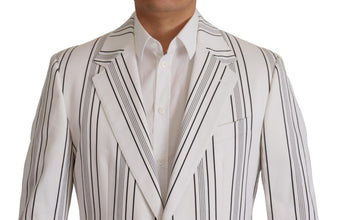 White Stripes Cotton Single Breasted Blazer Dolce & Gabbana
