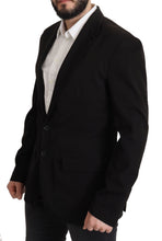 Black Wool Single Breasted Coat Blazer Dolce & Gabbana