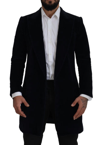 Black Cotton Cardigan Long Coat Men Jacket Dolce & Gabbana