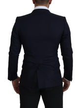 Blue Wool Single Breasted Coat Blazer Dolce & Gabbana