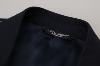 Blue Wool Single Breasted Coat Blazer Dolce & Gabbana
