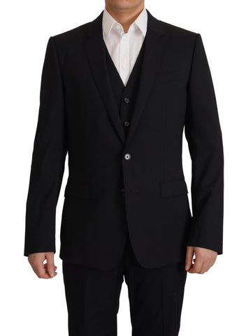 Black Jacket Vest 2 Piece MARTINI Blazer Dolce & Gabbana