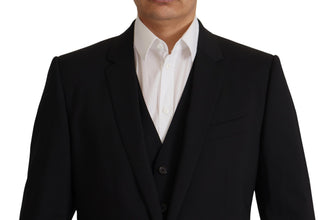 Black Jacket Vest 2 Piece MARTINI Blazer Dolce & Gabbana