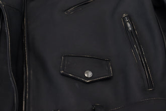 Black Leather Biker Coat Zipper Jacket Dolce & Gabbana