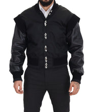 Black Nylon Crystals Coat Buttons Jacket Dolce & Gabbana