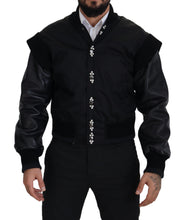 Black Nylon Crystals Coat Buttons Jacket Dolce & Gabbana