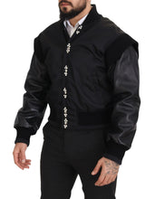 Black Nylon Crystals Coat Buttons Jacket Dolce & Gabbana