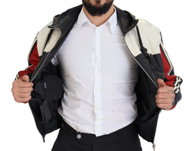 Black Leather Hooded Blouson Coat Jacket Dolce & Gabbana