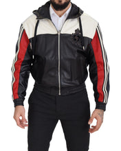 Black Leather Hooded Blouson Coat Jacket Dolce & Gabbana