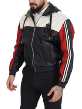Black Leather Hooded Blouson Coat Jacket Dolce & Gabbana