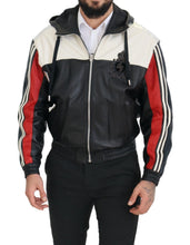 Black Leather Hooded Blouson Coat Jacket Dolce & Gabbana