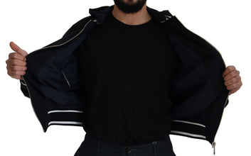 Black Polyester Hooded Blouson Coat Jacket Dolce & Gabbana