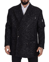 Black Wool Double Breasted Coat Men Jacket Dolce & Gabbana