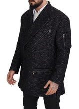 Black Wool Double Breasted Coat Men Jacket Dolce & Gabbana