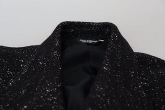 Black Wool Double Breasted Coat Men Jacket Dolce & Gabbana