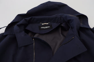 Blue Hooded Double Breasted Coat Jacket Dolce & Gabbana