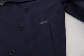 Blue Hooded Double Breasted Coat Jacket Dolce & Gabbana