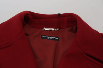 Red Wool Double Breasted Coat Jacket Dolce & Gabbana