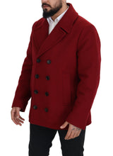 Red Wool Double Breasted Coat Jacket Dolce & Gabbana