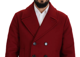 Red Wool Double Breasted Coat Jacket Dolce & Gabbana