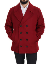 Red Wool Double Breasted Coat Jacket Dolce & Gabbana