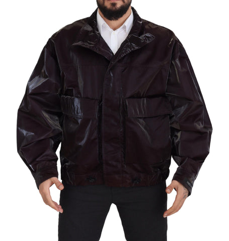 Bordeaux Nylon Collared Men Coat Jacket Dolce & Gabbana